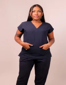 Bata lisa azul marinho