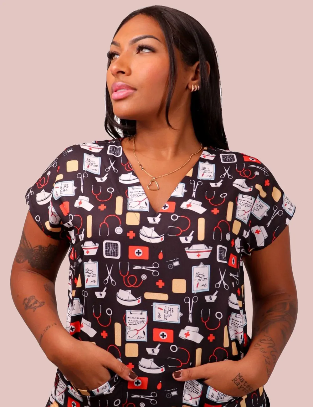 Bata Estampada REF 13 PRETO MEDICINA